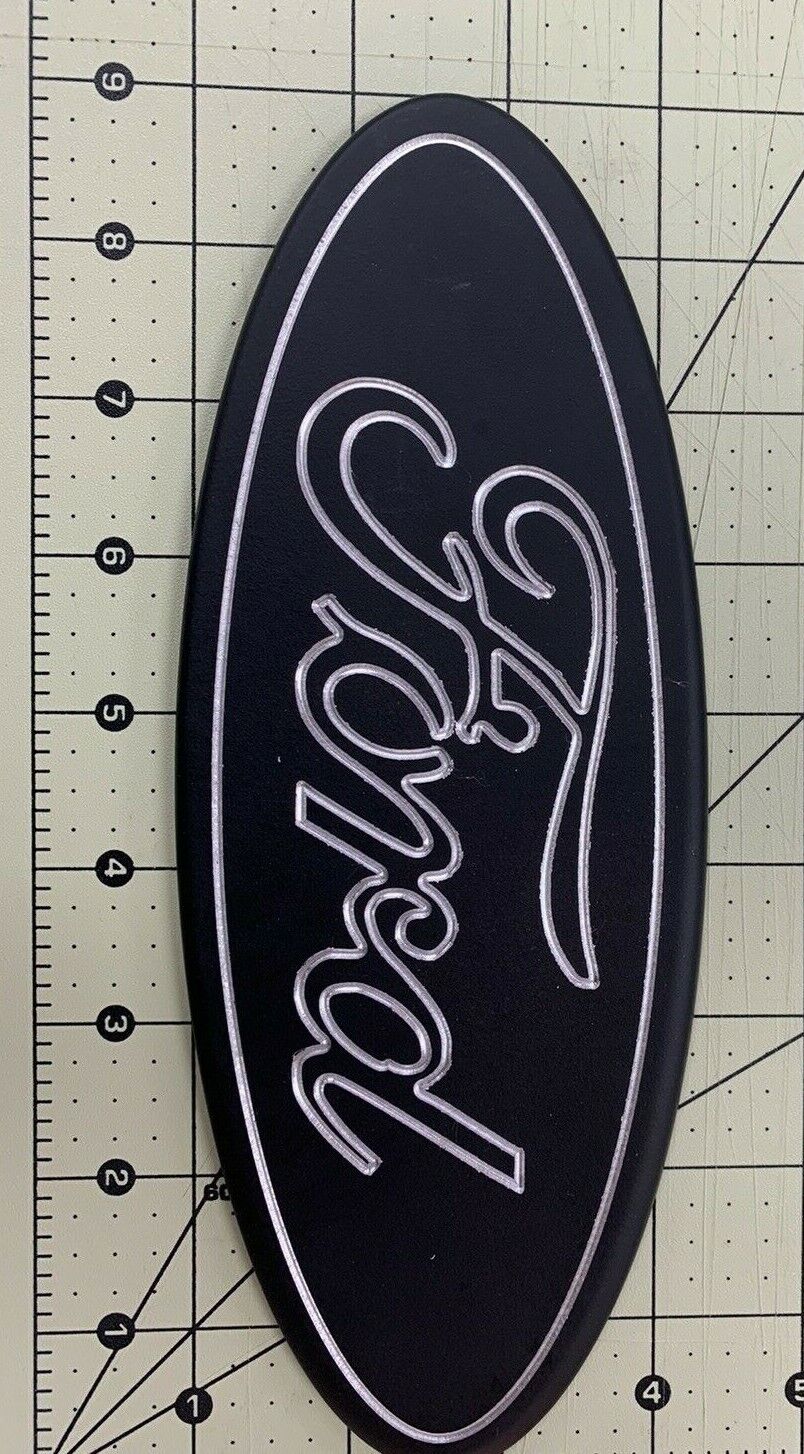 9” Ford Billet Emblem Powder Coated Black aluminum